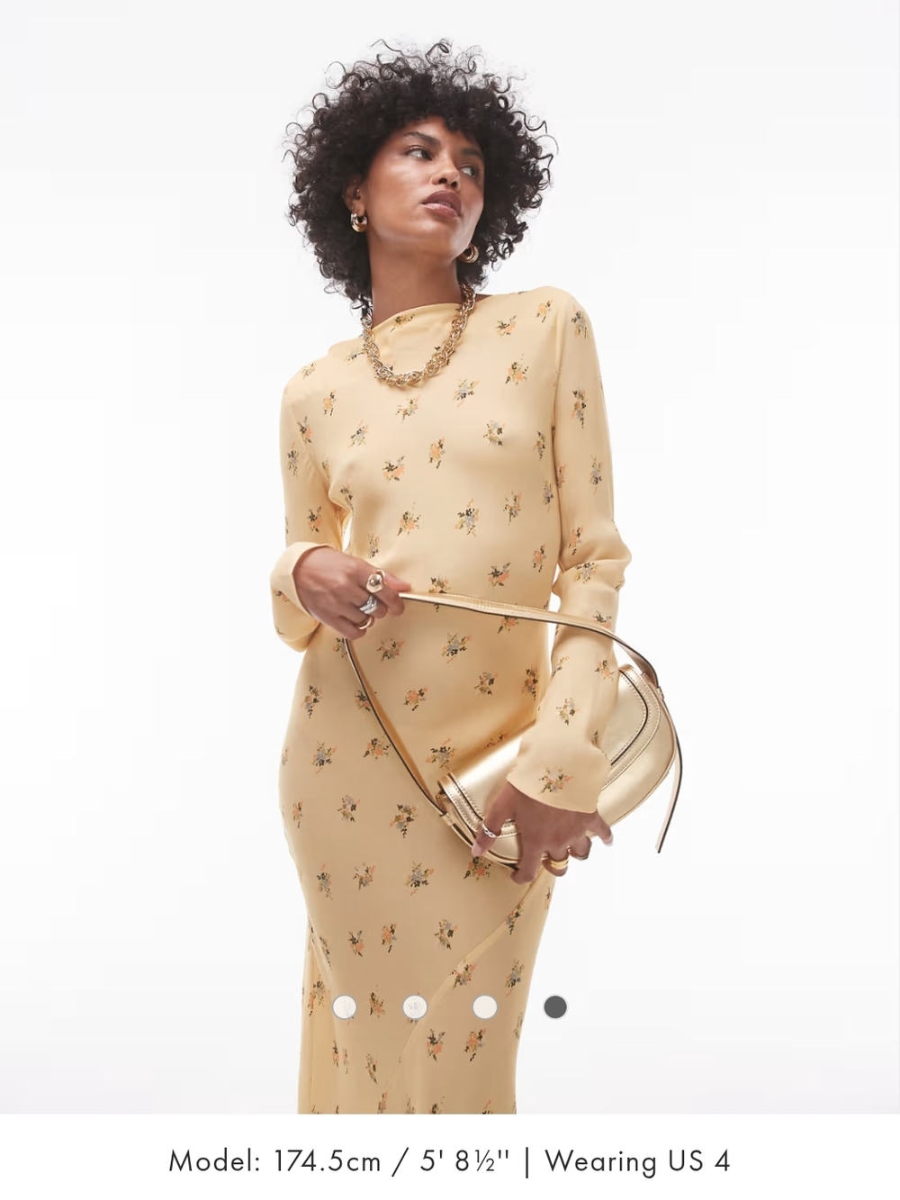 Long Sleeve Slash Neck Maxi Dress In Yellow